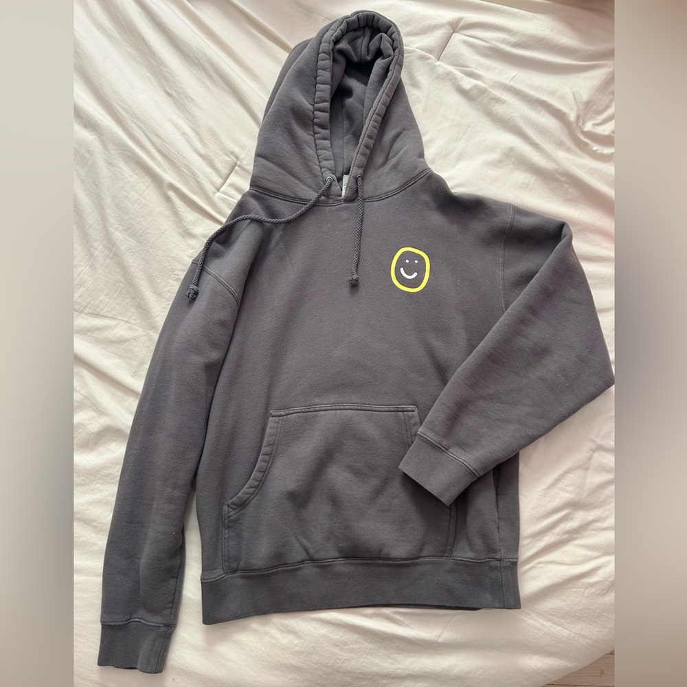 Happiness Project Gray Hoodie with Smiley Face
